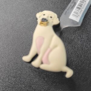 CROCS Cream Dog Jibbitz Charm with Pink Accents